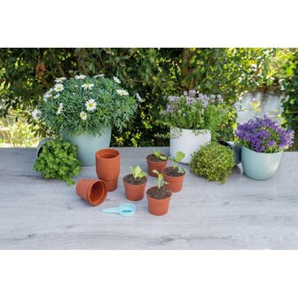 SOGO Plastic potje terra kleur 9cm 18st