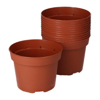 SOGO Plastic potje terra kleur 13cm 12st