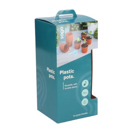 SOGO Plastic potje terra kleur 9cm 18st