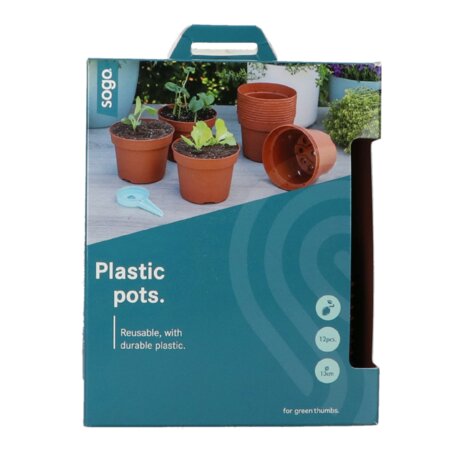 SOGO Plastic potje terra kleur 13cm 12st