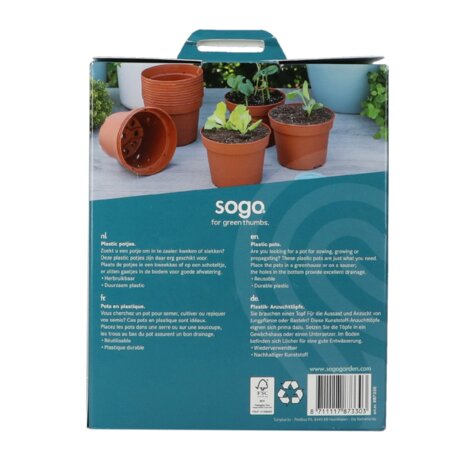 SOGO Plastic potje terra kleur 13cm 12st